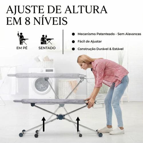 Tábua de Passar Roupas 360° – Giratória, Face Dupla e 8 Níveis de Altura - Imagem 7